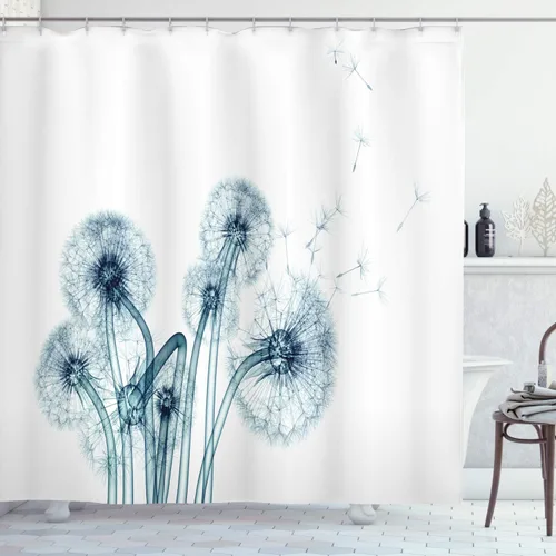 Vista 133 de Ambesonne Decor Collection, juego de cortina con ganchos para regadera Amarillo y marrón