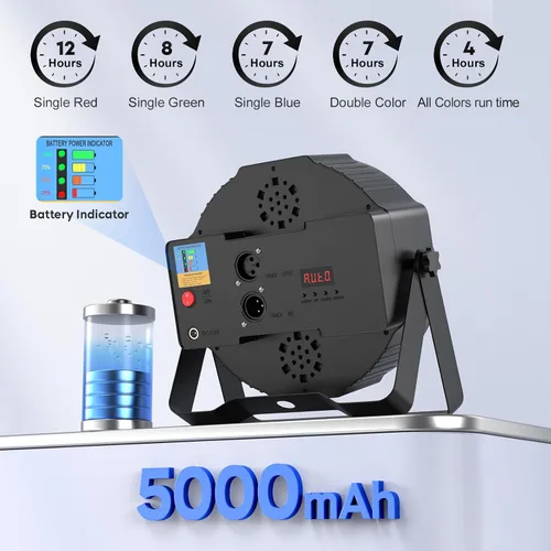 Vista 2 de HOLDLAMP Luces Par recargables de 36 W RGB alimentadas por batería, luces LED inalámbricas para DJ, activadas por sonido y control remoto para 1