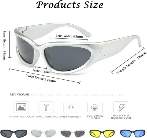 Vista 3 de Long Keeper Gafas de sol polarizadas envolventes de moda Y2K para mujeres y hombres