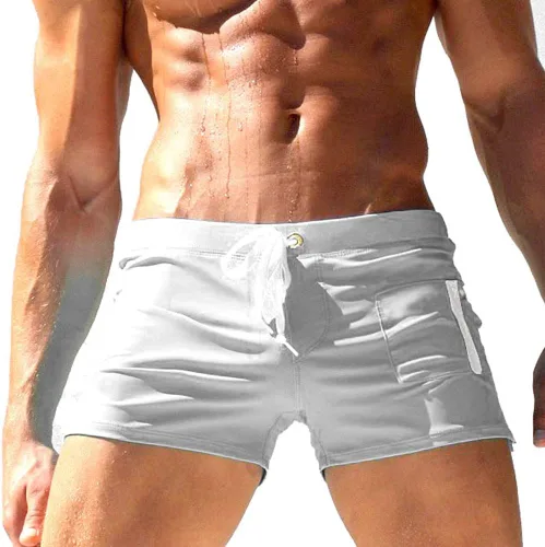 Vista 16 de TONLEN Traje de baño corto para hombre con bolsillo con cremallera Verde militar #2