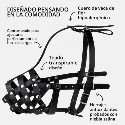 Vista 3 de CollarDirect Bozal de cuero para cesta, GSD y Doberman (negro, grande)