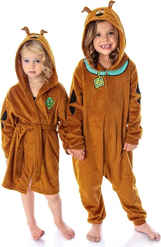 Vista 6 de INTIMO Scooby Doo - Pijama de una pieza con capucha para niños, ropa de dormir para niñas y niños