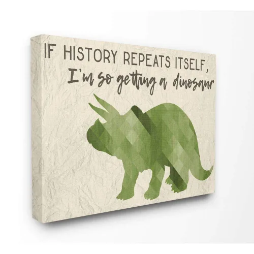 Vista 9 de The Kids Room de Stupell I'm So Getting a Dinosaur Triceratops - Placa de pared verde artística, fabricada con orgullo en Estados Unidos