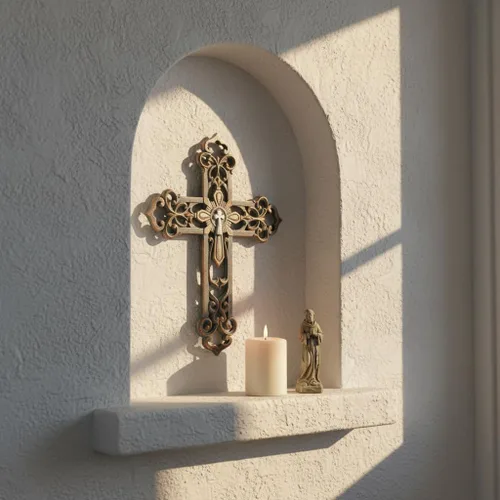 Vista 2 de Comfy Hour - Cruces de pared de 13.3 pulgadas para decoración del hogar Estilo bronce antiguo con centro plateado