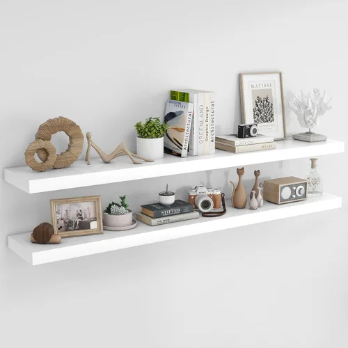 Vista 65 de RICHFOCUS Estantes flotantes de 8 pulgadas para estantes cuadrados de pared para dormitorio, cocina, baño, estante flotante de madera rústica