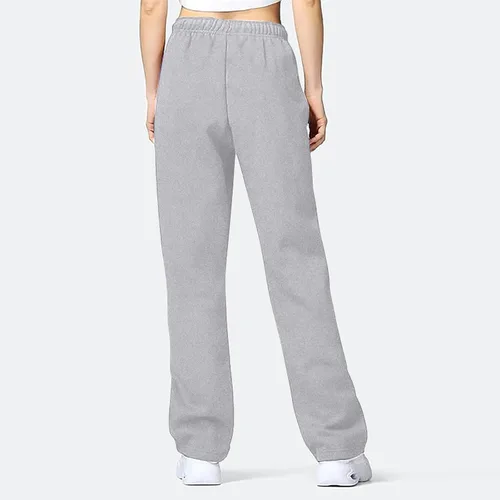 Vista 2 de Pantalones deportivos para mujer, pierna ancha, talla grande, pantalones cargo negros con bolsillos, cintura elástica sólida, casual, ajuste