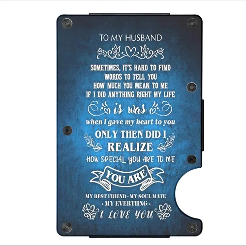 Vista 3 de MIKENCO Personalized To My Husband Wallet Husband Slim Pocket Wallet Gifts From Wife Dad Birthday Gift, Wallet Card For Husband, My Husband My Life
