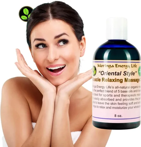 Vista 5 de Moringa Aceite de masaje relajante muscular 'estilo oriental' para terapia, cita nocturna, tailandés, suizo, asiático, terapeuta deportivo