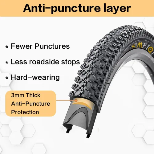 Vista 2 de 24 X 1.95 Inch Folding Bike Tires with 3mm Anti Puncture Proof Protection for Mountain Bicycles