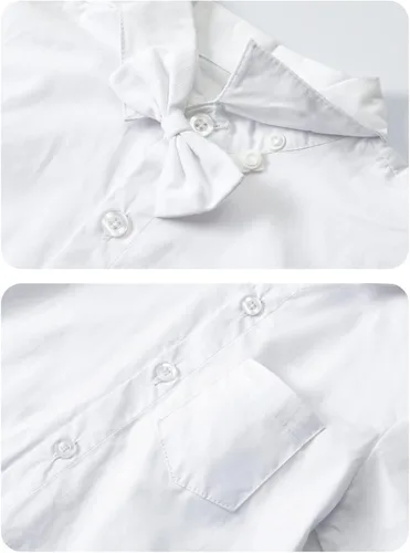 Vista 4 de A&J DESIGN Traje para niños pequeños, vestido de boda, ropa para niños, conjunto formal con tirantes