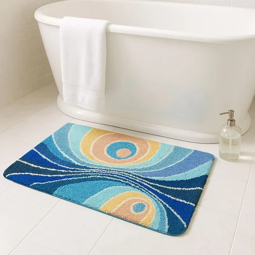 Vista 4 de Milky Way - Tapete de baño suave, absorbente de agua, antideslizante, lavable a máquina