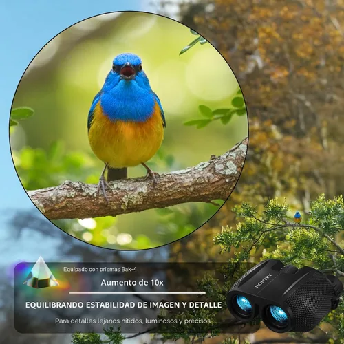 Vista 3 de Hontry Binoculares para adultos y niños, prismáticos compactos de 10 x 25 para observación de aves, teatro y conciertos, juegos de caza y deportes