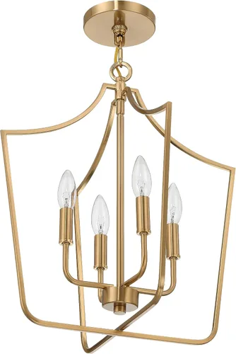 Vista 4 de Creative Co-Op Constance - Lámpara de techo estilo candelabro de metal cónico con 4 luces, color dorado cepillado