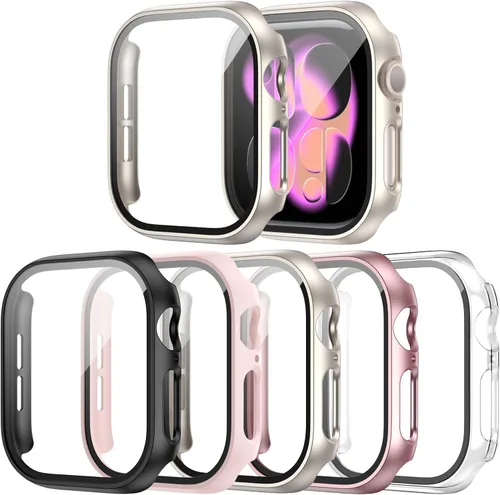 Vista 15 de Paquete de 16 fundas rígidas de PC para Apple Watch de 38 mm Series 3 2 con protector de pantalla de vidrio templado, cubierta protectora 16