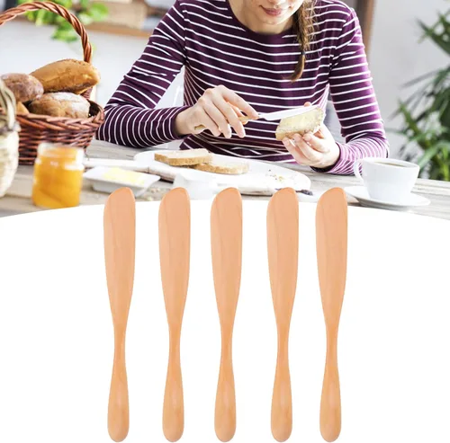Vista 5 de Zerodis 5 cuchillos de mantequilla japoneses de madera para cocina casera con diseño de asa, adecuado para mantequilla, salsa de mostaza, mayonesa