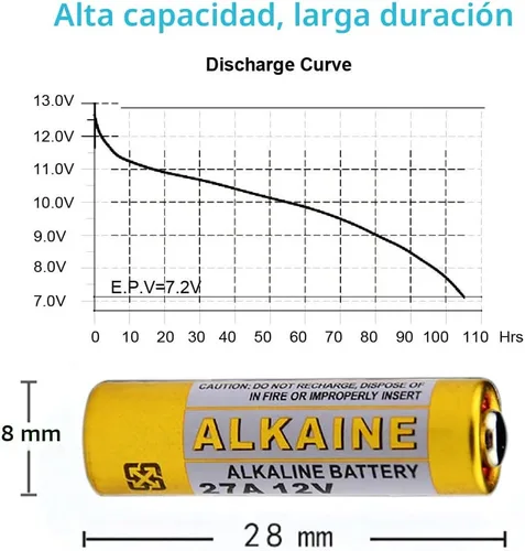 Vista 4 de LiCB A27 27A 12V Batería alcalina (paquete de 5)