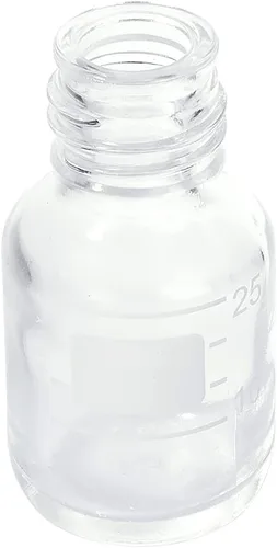 Vista 4 de Moonetto 10 botellas de vidrio redondas graduadas de 0.8 fl oz para medios de comunicación/almacenamiento con solvente con tapón de rosca