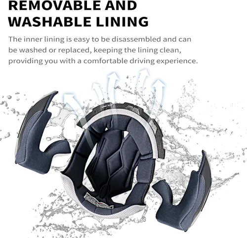 Vista 5 de Casco de motociclista de cara completa con visera interior de fibra de vidrio, casco ligero para bicicleta de calle y carreras para adultos, hombres