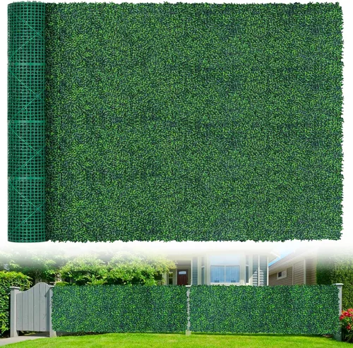 Vista 12 de Grooy Paneles de rollo artificiales de madera de boj, 40" x 120" (33.33 pies cuadrados) Pantalla de valla de privacidad con hojas de hiedra