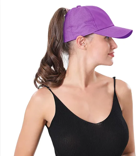Vista 5 de Gorra de béisbol ajustable para mujer, diseño de cola de caballo, ajustable, de malla de secado rápido