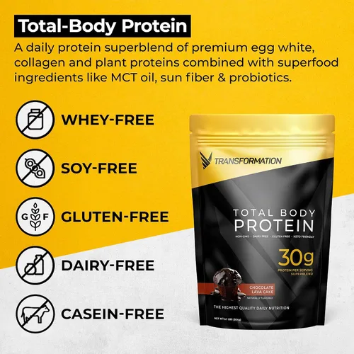 Vista 3 de Transformación Vanilla & Chocolate Protein Powder 30G Multi-Protein Superblend Péptidos de colágeno, clara de huevo y mezcla de plantas Aceite