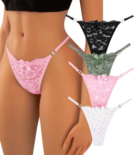 Vista 11 de Banamic Tangas de G-String para Mujer, Bragas T Back, Ropa Interior Sexy y Transpirable negro 258