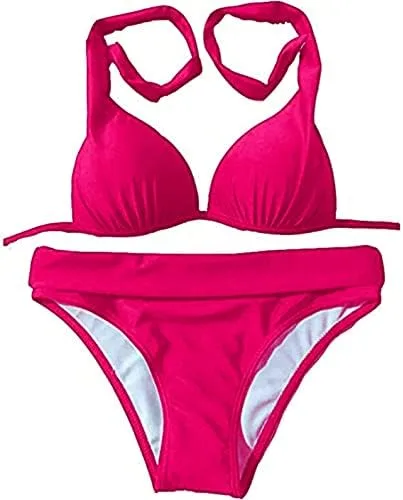 Vista 2 de Vestido de baño halter de acolchado parte superior Push Up Bikini de dos piezas bañadores trajes de baño