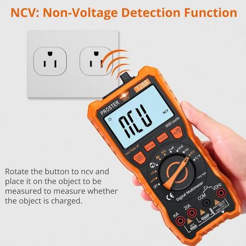 Vista 4 de Proster Multímetro Digital 6000 Count - TRMS Voltímetro Multímetro Digital de Rango Automático Probador, Detector NCV Medidor de Corriente y Voltaje