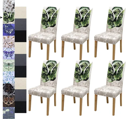 Vista 13 de Fundas para Sillas de Comedor, Juego de Fundas para Sillas de Comedor de 4 Piezas, Fundas Elásticas para Sillas de Cocina, Fundas para Sillas