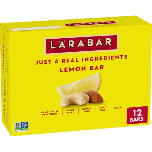 Vista 11 de Larabar Barra de limón, barra vegana de frutas y nueces, sin gluten, barras de 1.6 onzas, 6 unidades 6 ingredientes reales, dátiles, almendras