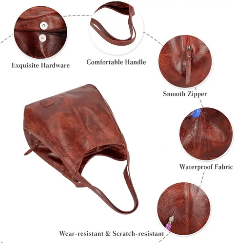 Vista 4 de FANDARE Bolsos de moda para mujer, impermeables, con asa superior, bolsa de hombro