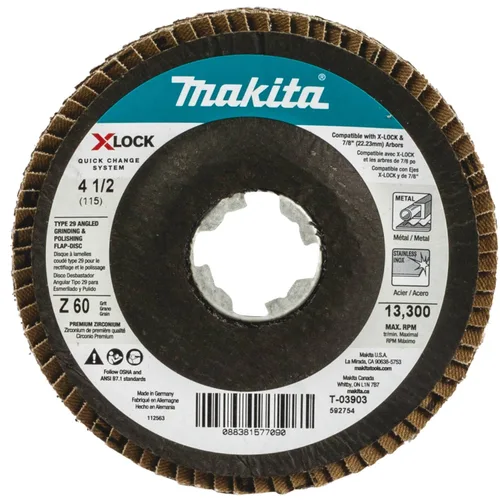 Vista 2 de Makita T-03903-3 X-Lock 4‑1/2" 60 Grit Type 29 Disco de pulido y pulido en ángulo X-Lock y todas las amoladoras de eje de 7/8", paquete de 3