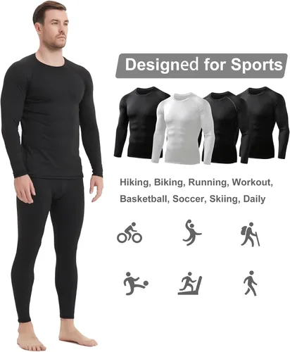 Vista 4 de HOPLYNN Paquete de 45 camisas de compresión térmica para hombre, manga larga, caza, correr, capa base, equipo para invierno y clima frío