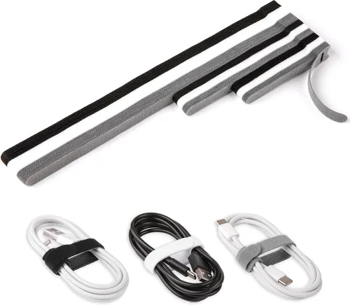 Vista 13 de 90 piezas de bridas de cable reutilizables de 4+6+8 pulgadas, bridas ajustables de gancho y lazo para la organización de cables, gestión de cables
