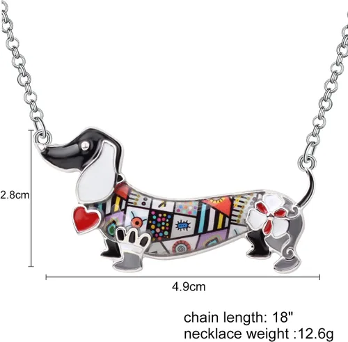 Vista 6 de BONSNY - Collar con colgante de corazón para perro, diseño de perro y mascotas, diseño de perro