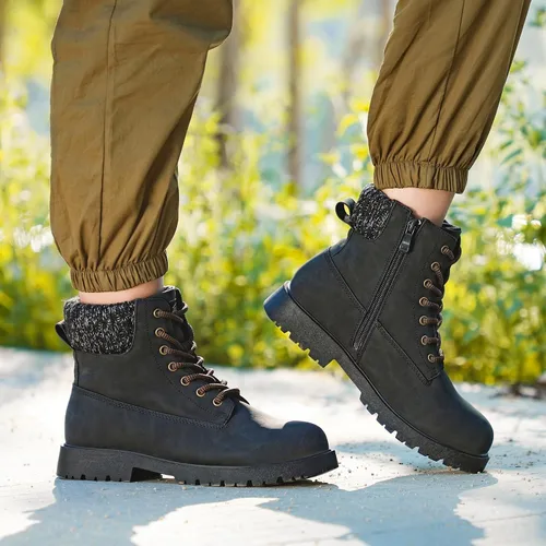 Vista 7 de Bacia Botas de combate para mujer, antideslizantes, botas de senderismo con suela de lengüeta y cremallera