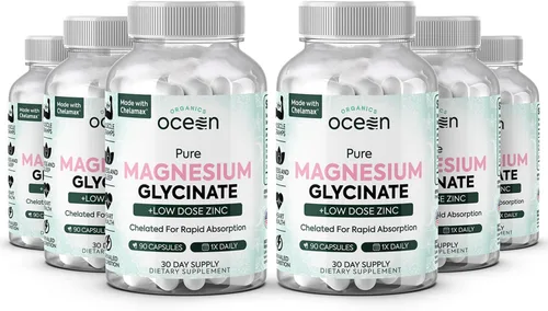 Vista 10 de Organics Ocean Glicinato de Magnesio Puro con Zinc - Suplemento de Magnesio Quelado de Máxima Potencia para Mujeres y Hombres para Calambres