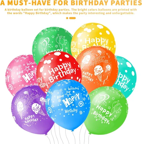 Vista 4 de 50 unidades de 12 pulgadas, Globos de Feliz Cumpleaños para Hombres y Mujeres, Globos Surtidos para Fiesta, Hermosa Decoración con Flores Impresas