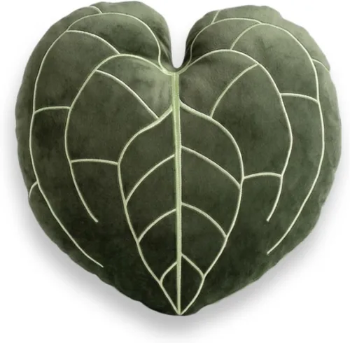 Vista 7 de Green Philosophy Co. Almohada de hoja de Frydek Alocasia - Obsidiana