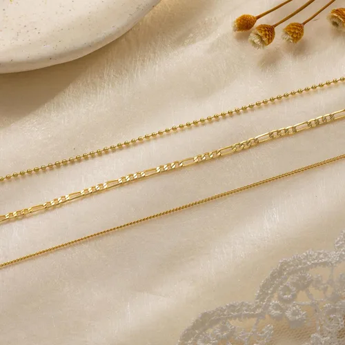 Vista 7 de Tewiky Layered Necklaces for Women Non Tarnish- Chunky 14k Gold Plated Herringbone/Snake/Rope/Box/Cuban Link Chain for Women Waterproof Layering