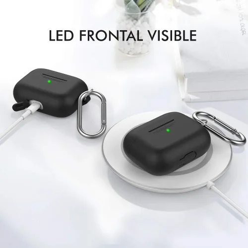 Vista 2 de AhaStyle Funda para Estuche de AirPods Pro (2019) Funda de Silicona Suave para AirPods Pro de 1ª Generación [Mosquetón Añadido] Fundas de Cuerpo