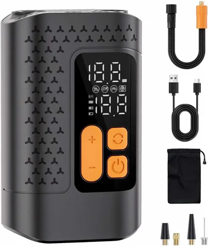 Vista 9 de Electric Bike Pump, 160PSI Mini Bike Tire Pump, 4X Fast Bicycle Pump with Digital Pressure Gauge, Bike Air Pump for Mountain Bike, Moto, Car and