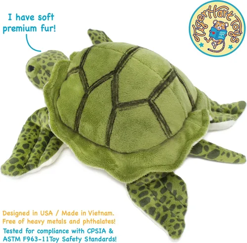 Vista 5 de TigerHart Turquesa La Tortuga Mar Verde - Peluche de 10 pulgadas