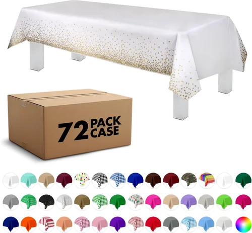 Vista 70 de Grandipity Mantel de plástico desechable de calidad prémium para fiestas con temática de globos de cumpleaños, 1 paquete, 54 x 108 pulgadas, mantel
