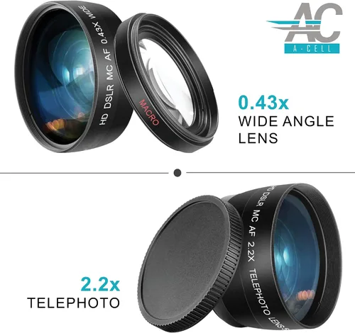 Vista 4 de A-Cell Paquete de accesorios de 2.165 in para Nikon D3400 D3500 D5500 D5600 D7500 y más con tarjeta de memoria SanDisk de 32 GB, marco gran angular