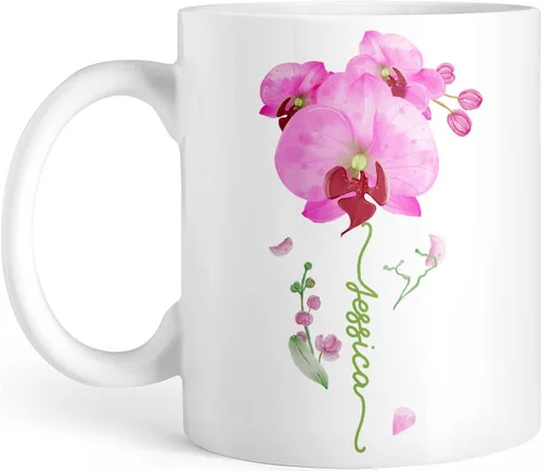 Vista 16 de CUBICER Tazas de café personalizadas, diseño de lirio, nombre personalizado, tazas de cerámica blanca, taza de viaje grande, vaso para beber, Lirio