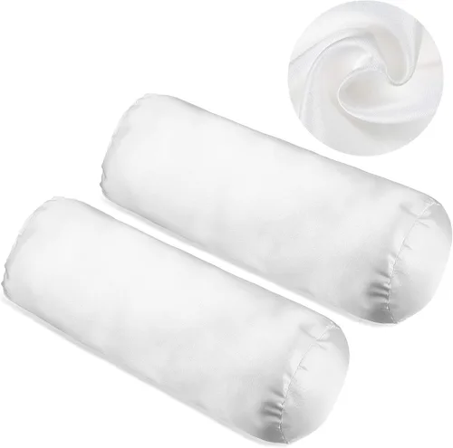 Vista 8 de Tatuo 2 fundas de almohada redondas cervicales blancas para almohada cervical, rollo cervical, cojín redondo de cilindro de memoria