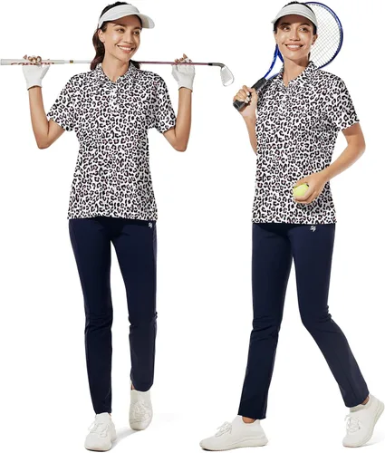 Vista 4 de Hispotim Women's Short Sleeve Polo Shirt Lightweight Printed Golf Shirts Quick Dry Workout Golf Polo Shirts
