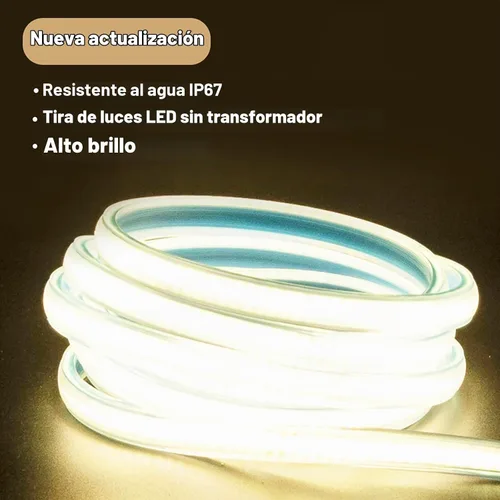 Vista 3 de Tira de luz LED 3000K AC 110V 1M Iluminación impermeable 110 voltios Tira de luz LED COB enchufable 1 metro Blanco cálido para iluminación
