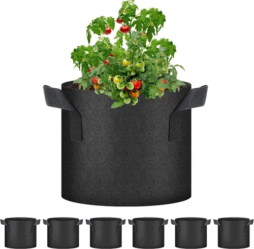 Vista 15 de HealSmart Paquete de 6 bolsas de cultivo no tejidas de 1 galón, macetas de tela de aireación con asas, adecuadas para frutas de jardín, verduras